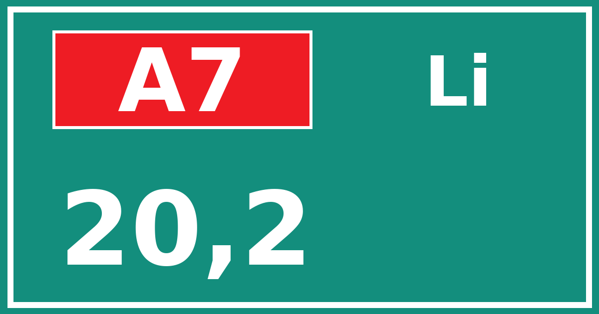 Hectometerbord A7 20,2 zijde Li