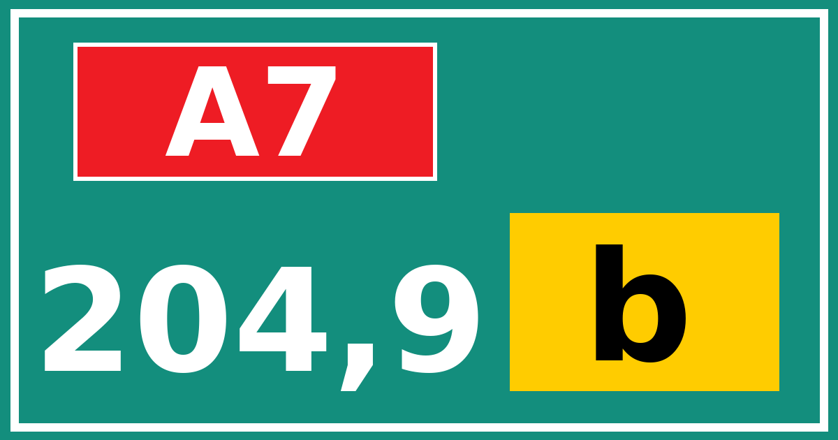 Hectometerbord A7 204,9 letter b