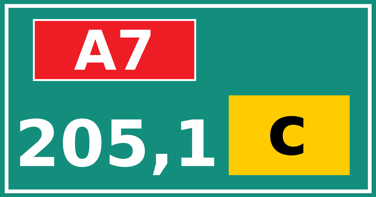 Hectometerbord A7 205,1 letter c