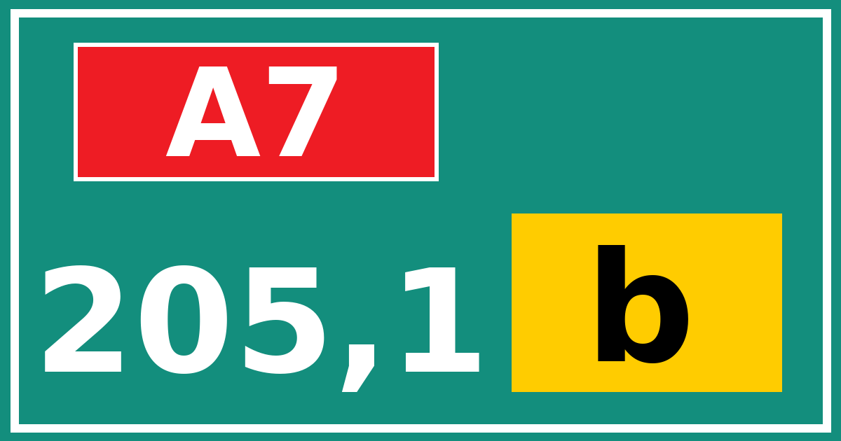 Hectometerbord A7 205,1 letter b