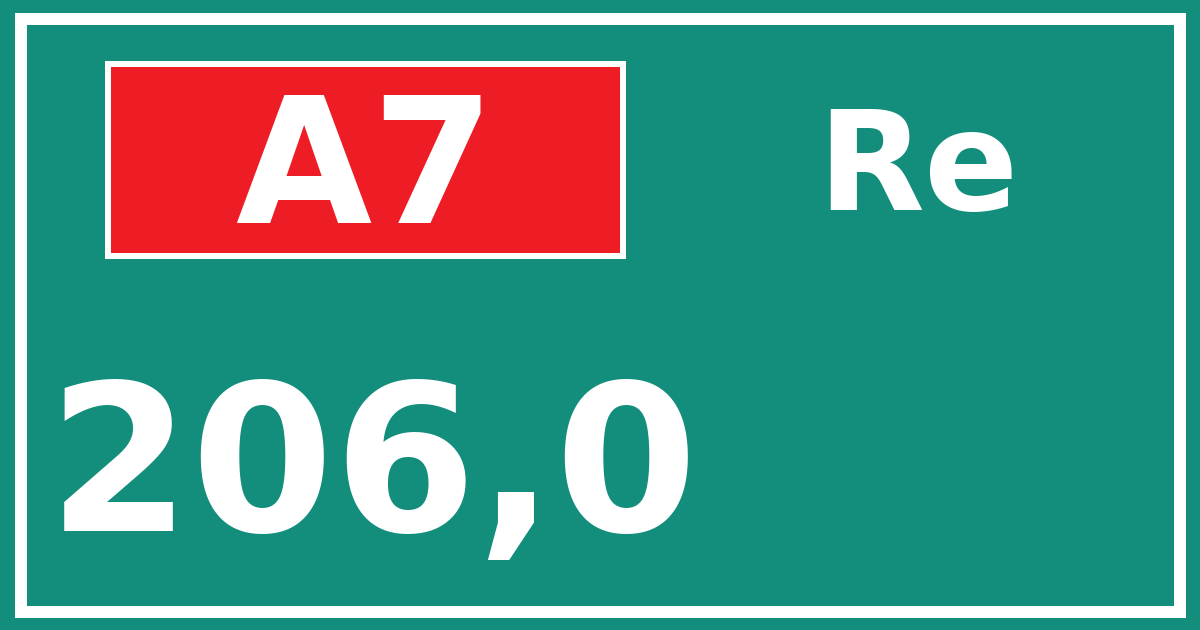 Hectometerbord A7 206,0 zijde Re