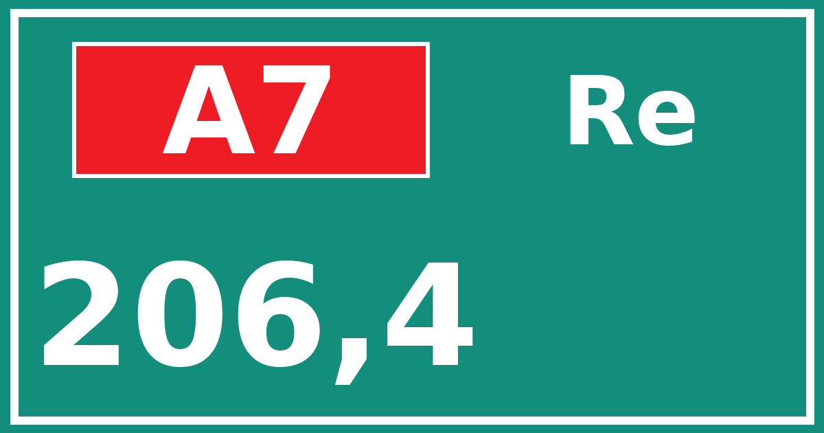 Hectometerbord A7 206,4 zijde Re