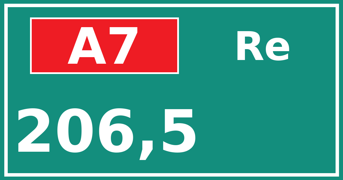 Hectometerbord A7 206,5 zijde Re