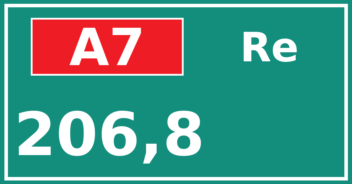 Hectometerbord A7 206,8 zijde Re