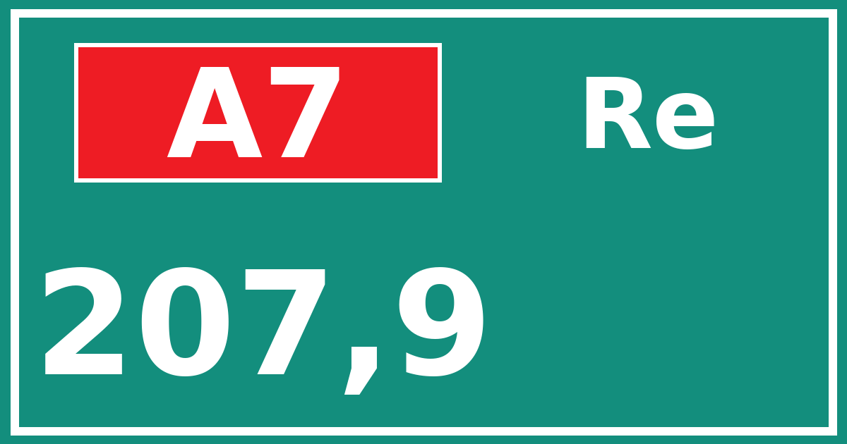 Hectometerbord A7 207,9 zijde Re