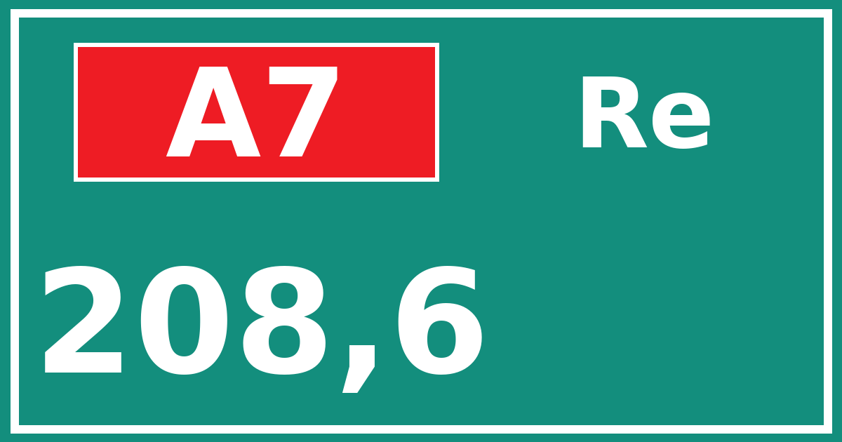 Hectometerbord A7 208,6 zijde Re