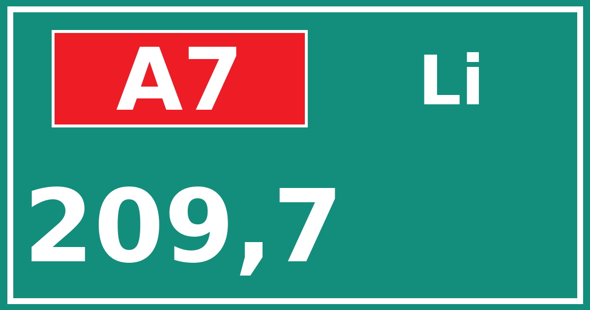Hectometerbord A7 209,7 zijde Li