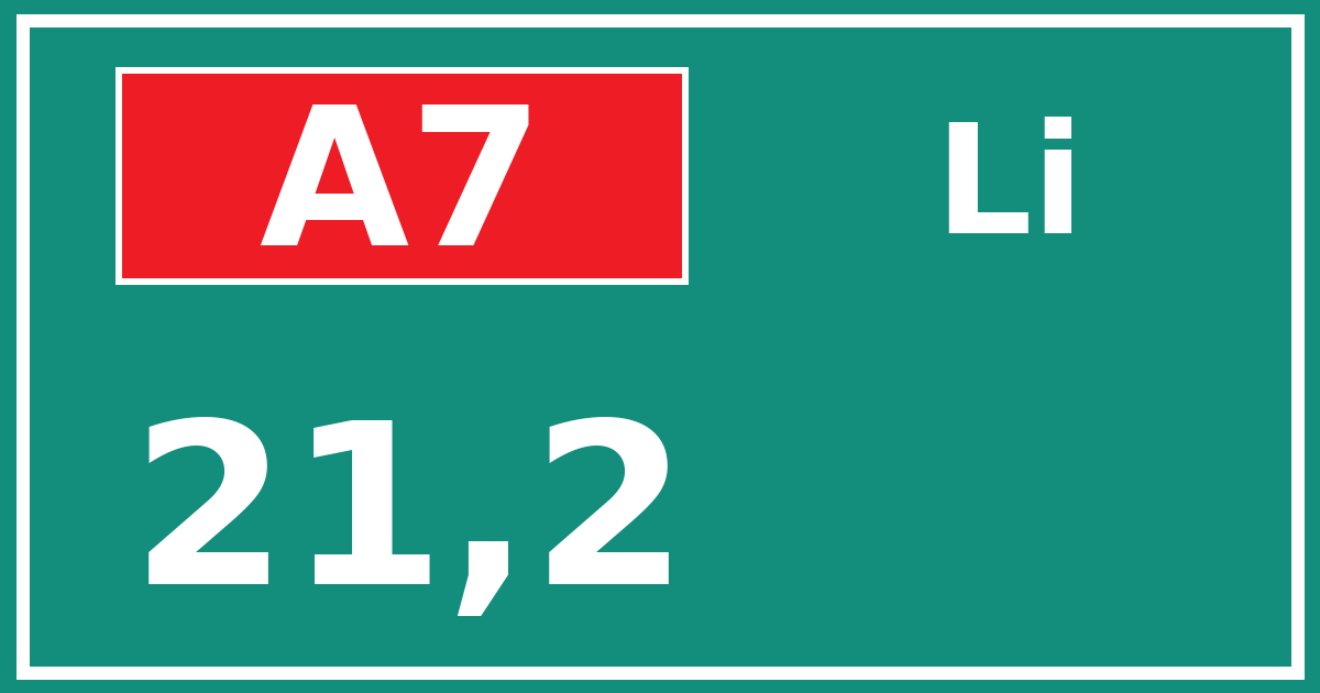 Hectometerbord A7 21,2 zijde Li