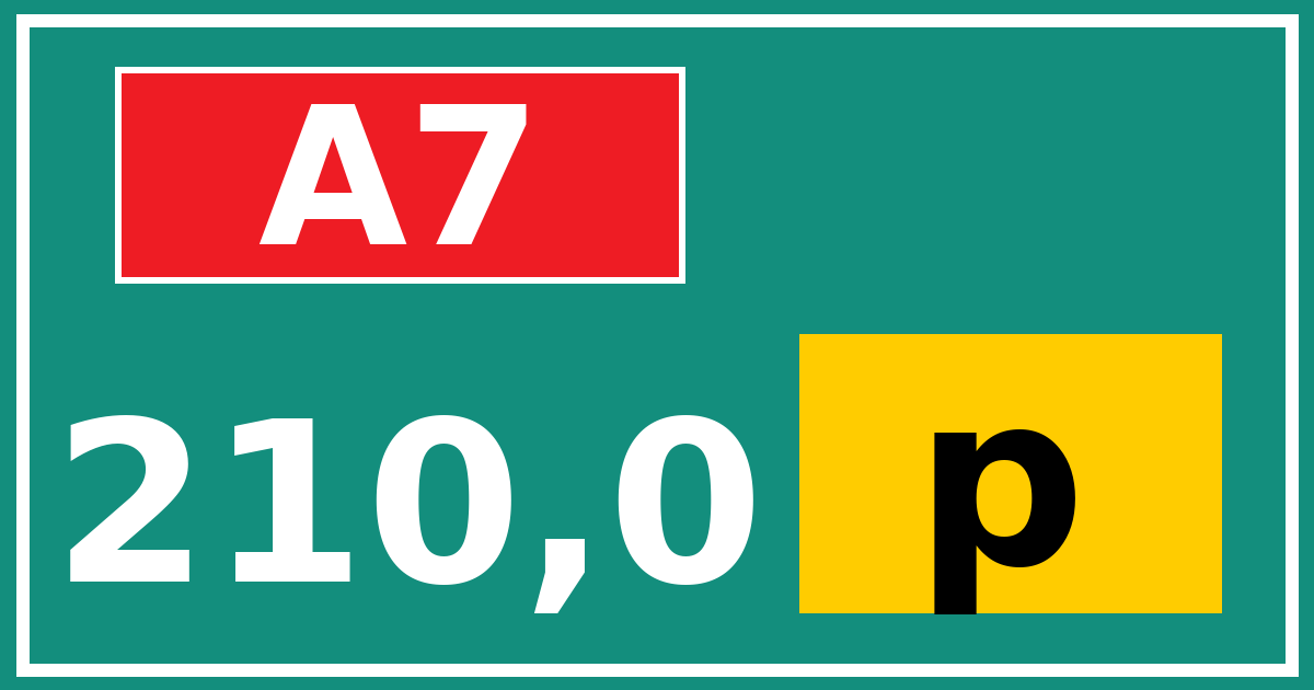 Hectometerbord A7 210,0 letter p