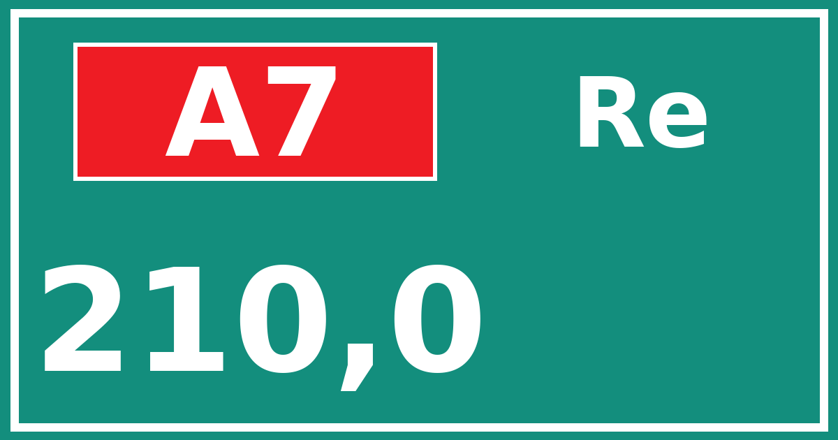 Hectometerbord A7 210,0 zijde Re