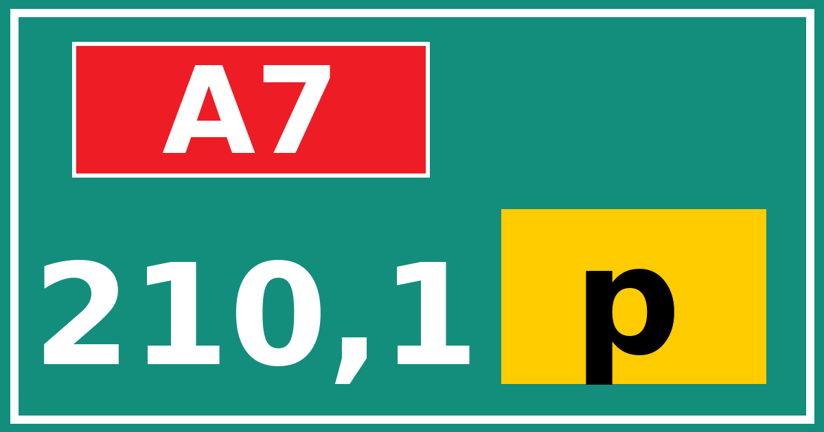 Hectometerbord A7 210,1 letter p