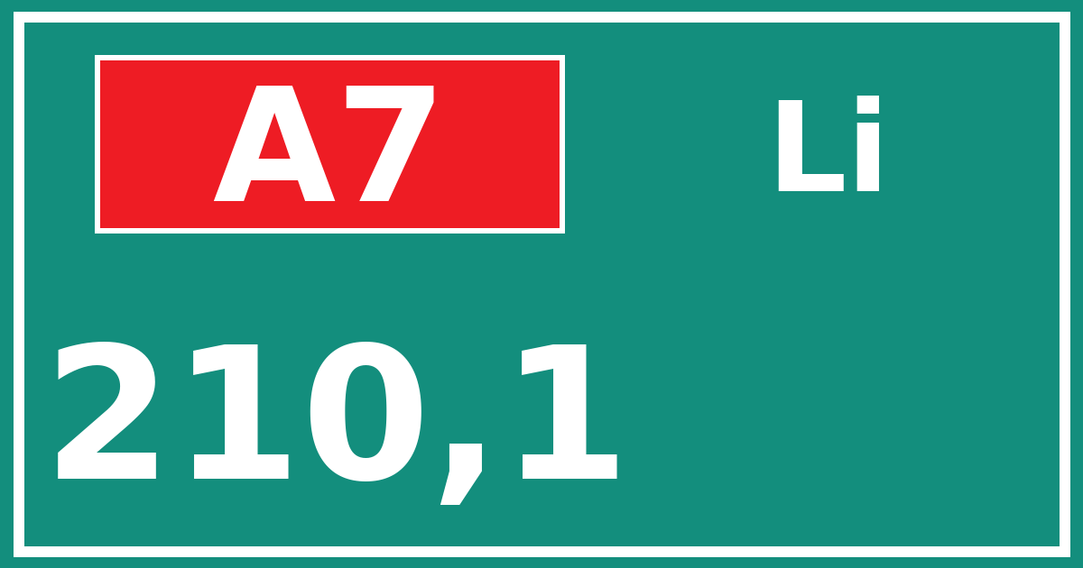 Hectometerbord A7 210,1 zijde Li