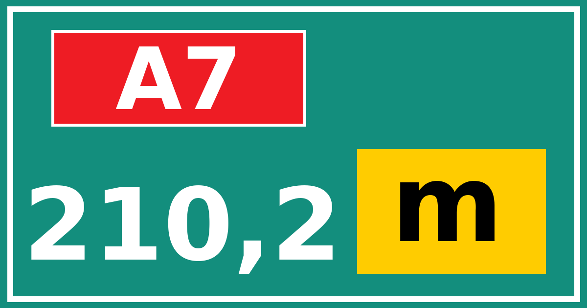Hectometerbord A7 210,2 letter m