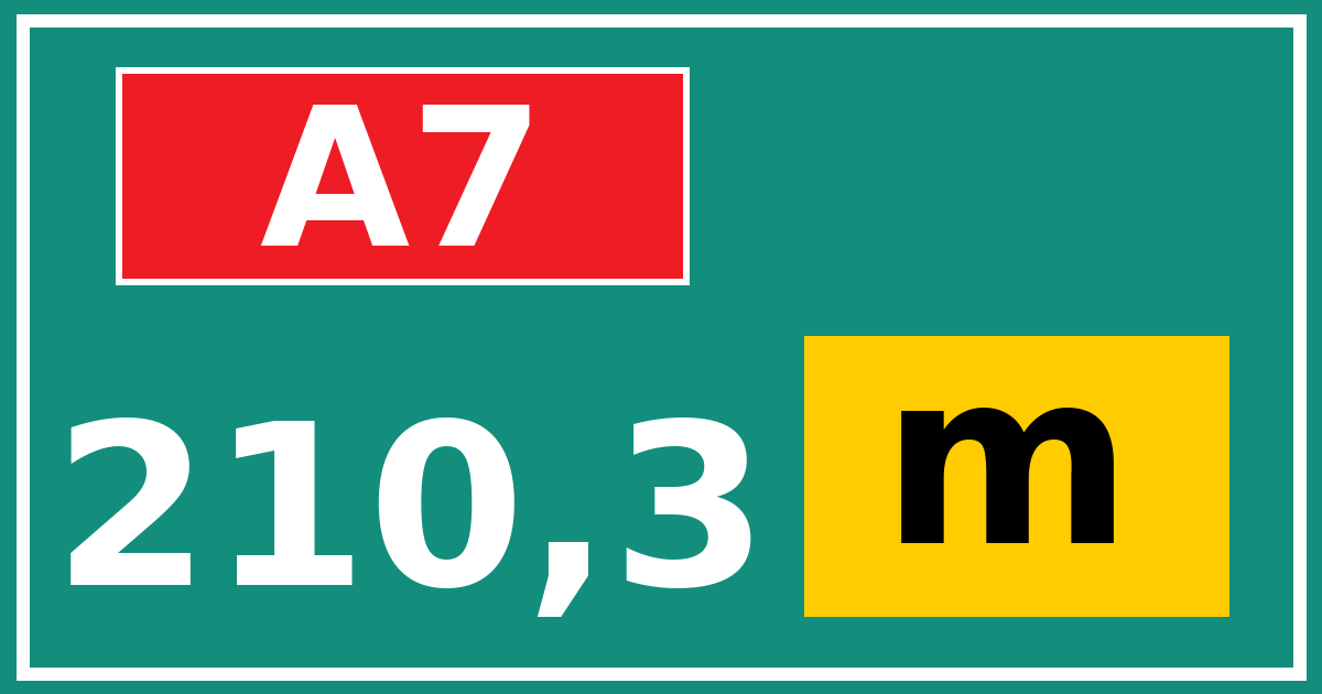 Hectometerbord A7 210,3 letter m