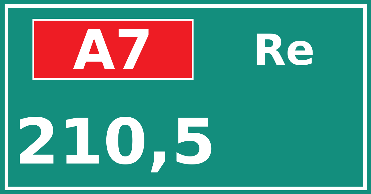 Hectometerbord A7 210,5 zijde Re