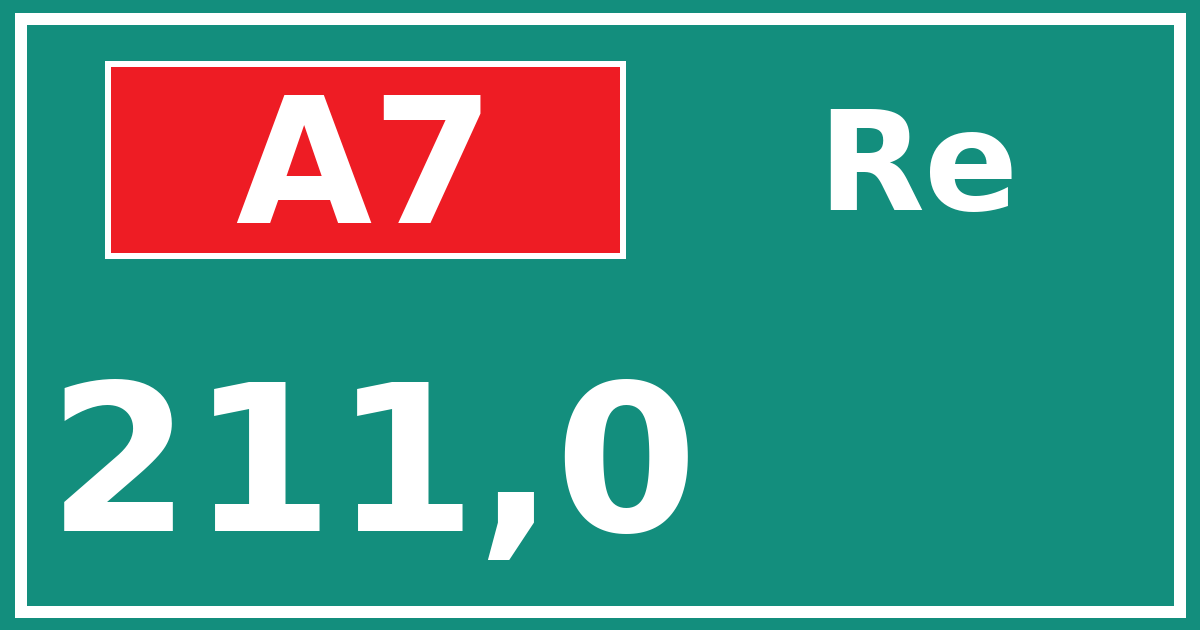 Hectometerbord A7 211,0 zijde Re