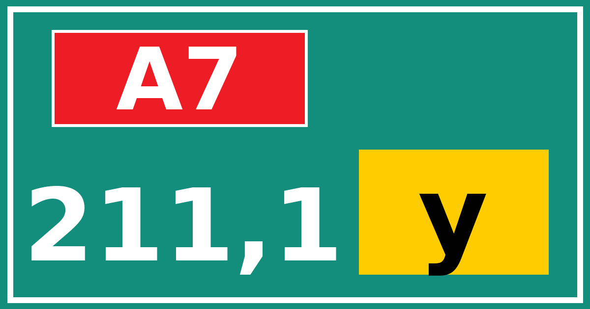 Hectometerbord A7 211,1 letter y