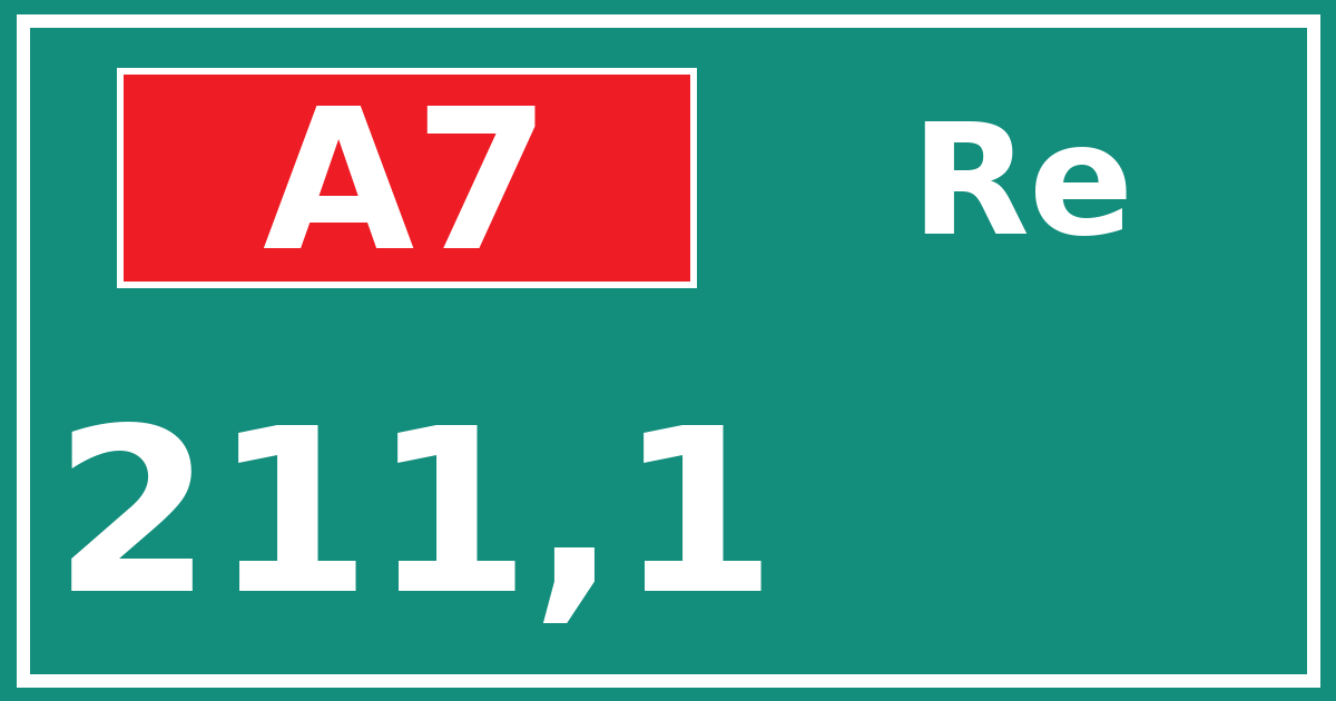 Hectometerbord A7 211,1 zijde Re
