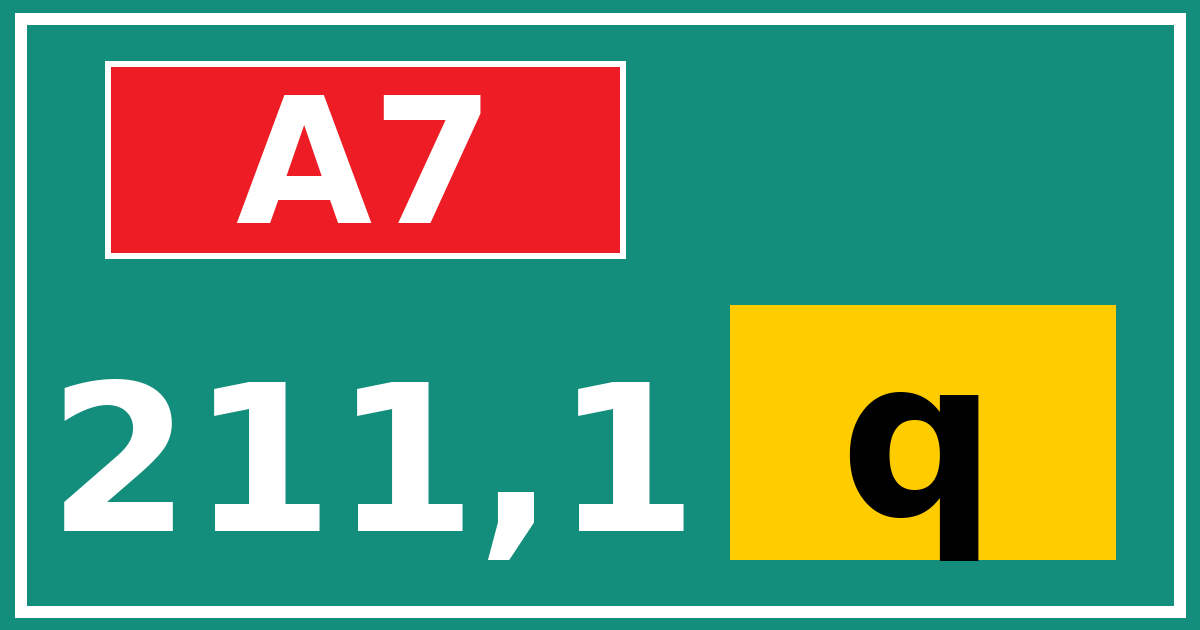 Hectometerbord A7 211,1 letter q