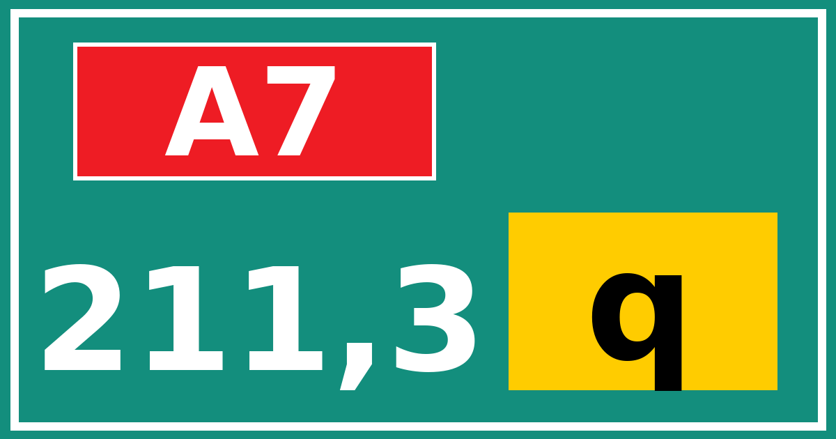 Hectometerbord A7 211,3 letter q
