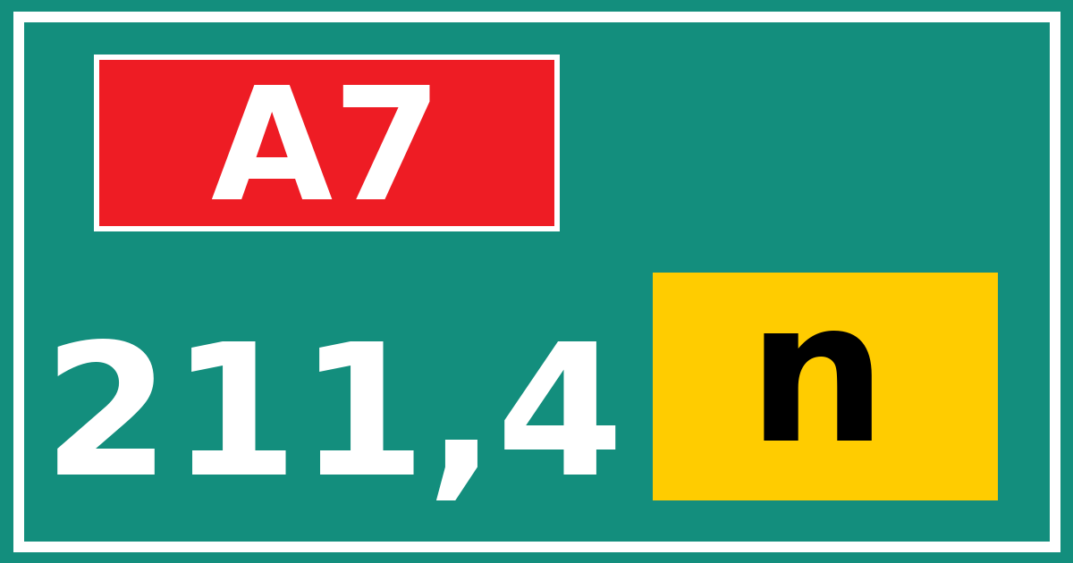 Hectometerbord A7 211,4 letter n