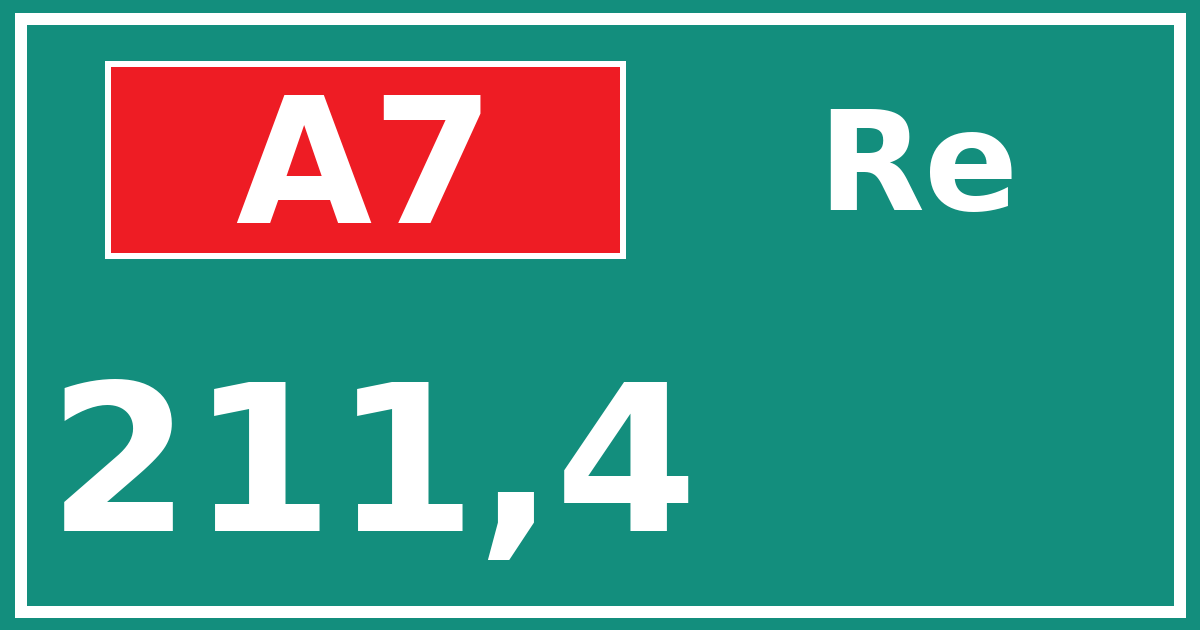 Hectometerbord A7 211,4 zijde Re