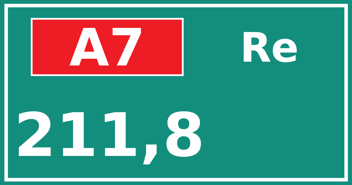 Hectometerbord A7 211,8 zijde Re