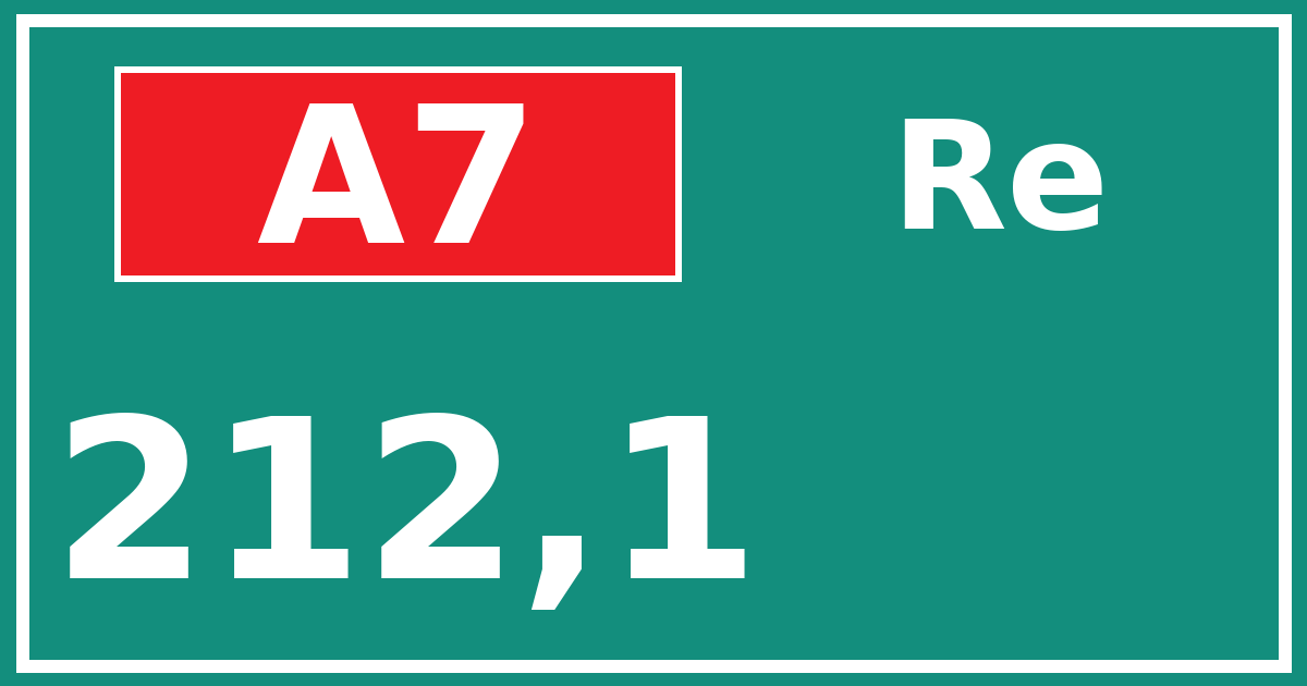 Hectometerbord A7 212,1 zijde Re