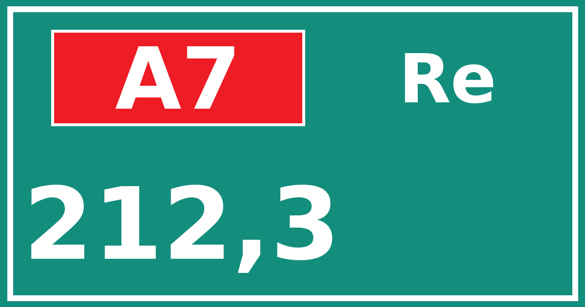 Hectometerbord A7 212,3 zijde Re