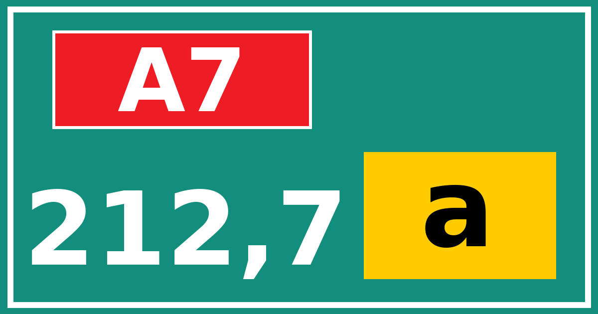 Hectometerbord A7 212,7 letter a