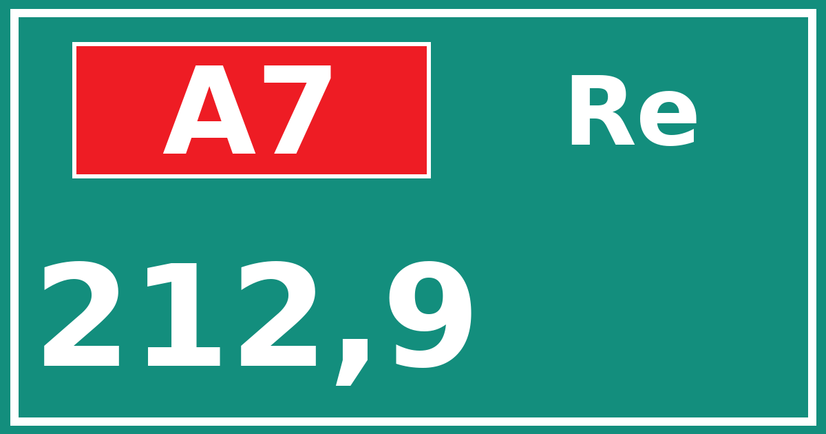 Hectometerbord A7 212,9 zijde Re