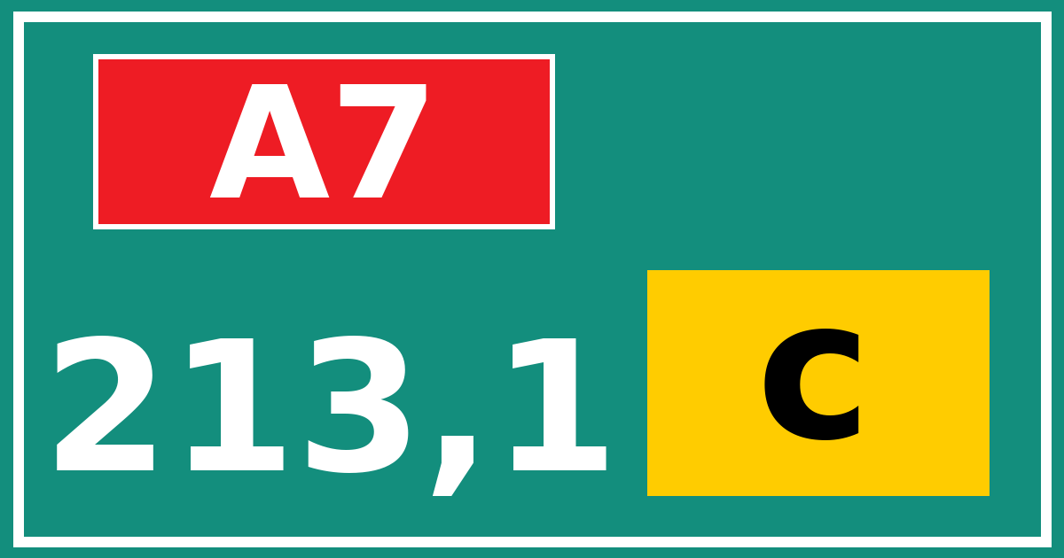 Hectometerbord A7 213,1 letter c