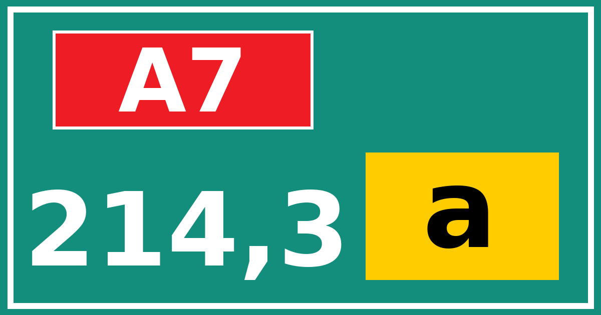 Hectometerbord A7 214,3 letter a