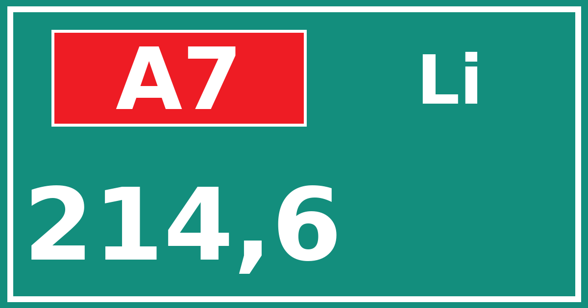 Hectometerbord A7 214,6 zijde Li