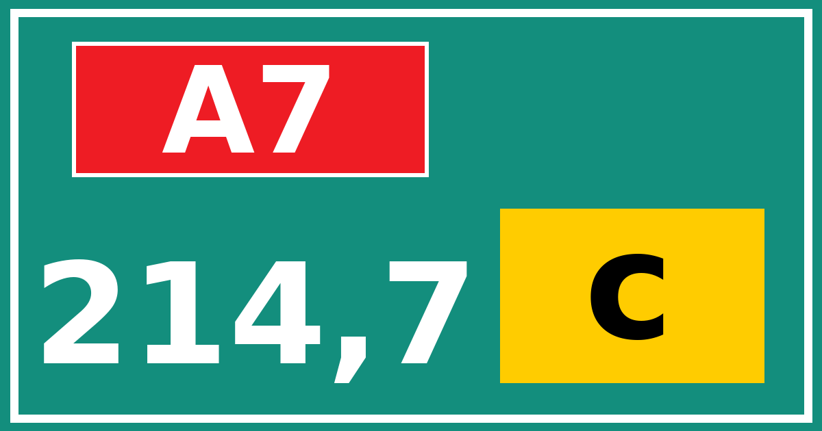 Hectometerbord A7 214,7 letter c