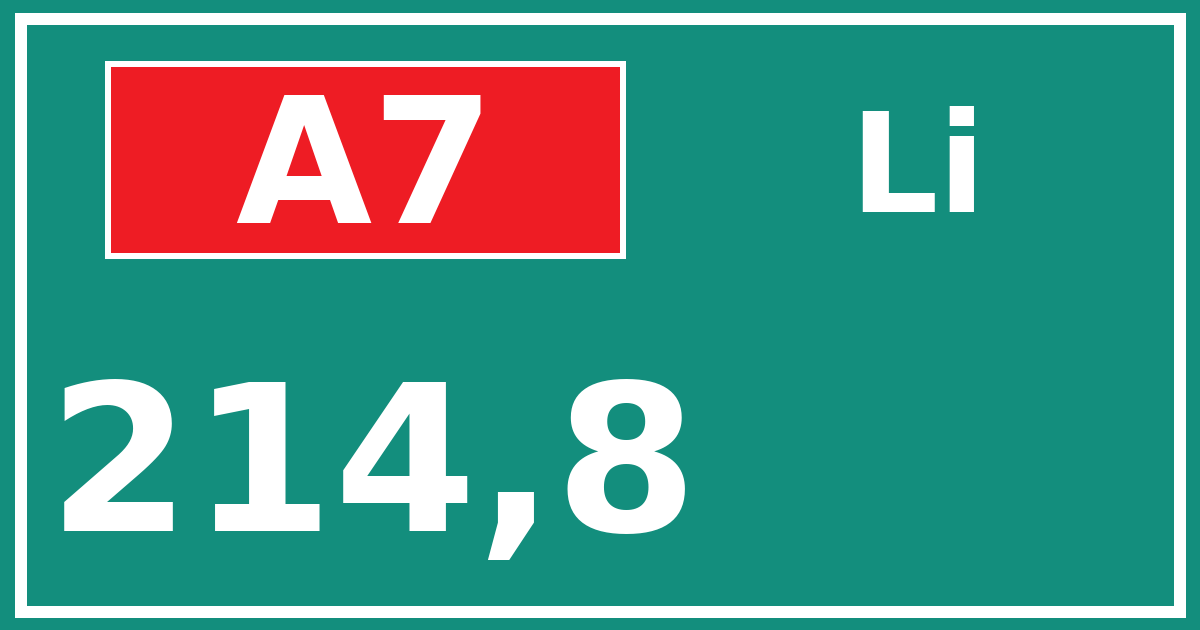 Hectometerbord A7 214,8 zijde Li