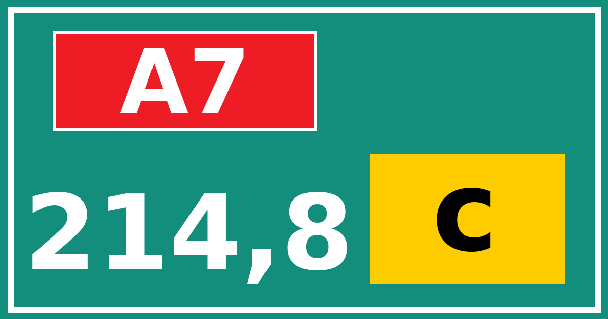 Hectometerbord A7 214,8 letter c