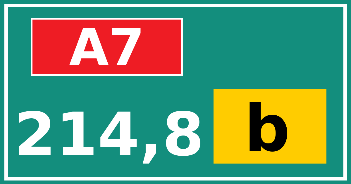 Hectometerbord A7 214,8 letter b