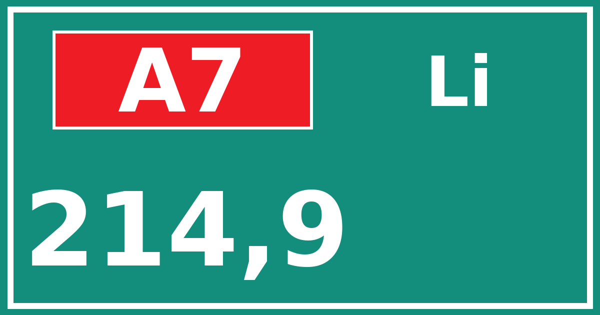 Hectometerbord A7 214,9 zijde Li