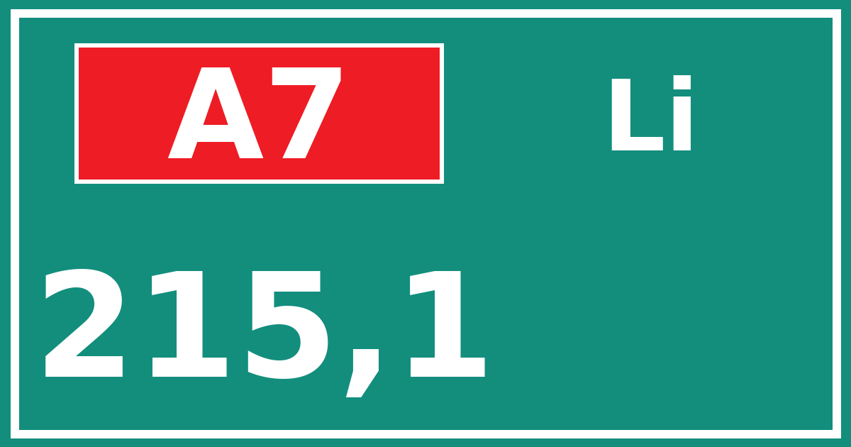 Hectometerbord A7 215,1 zijde Li