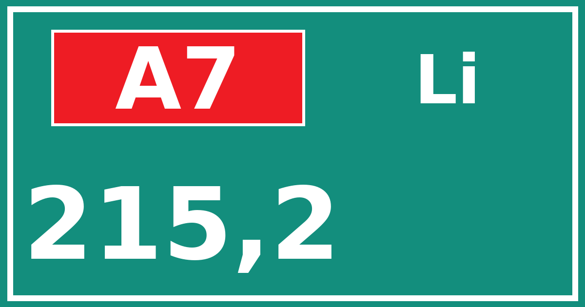 Hectometerbord A7 215,2 zijde Li