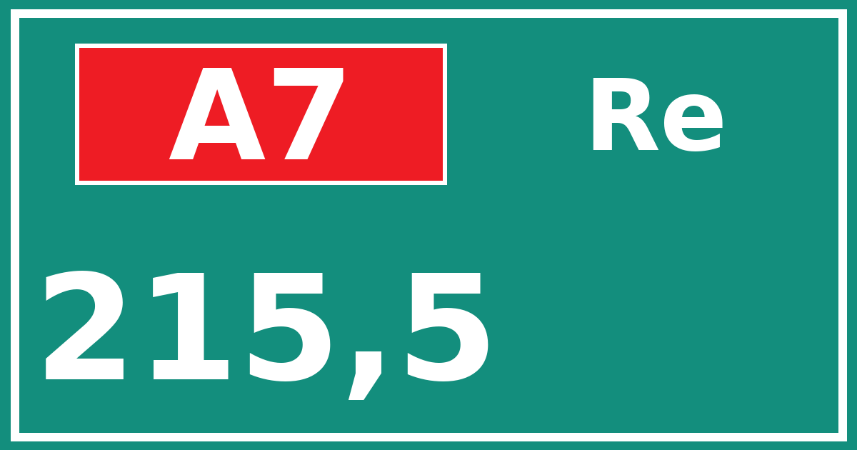 Hectometerbord A7 215,5 zijde Re