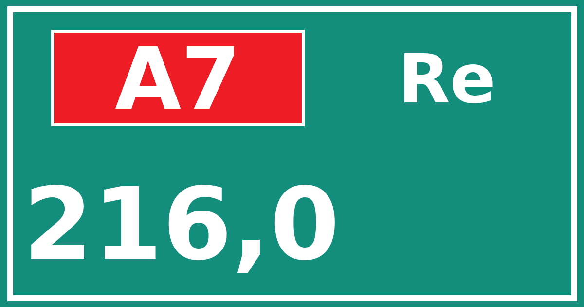Hectometerbord A7 216,0 zijde Re