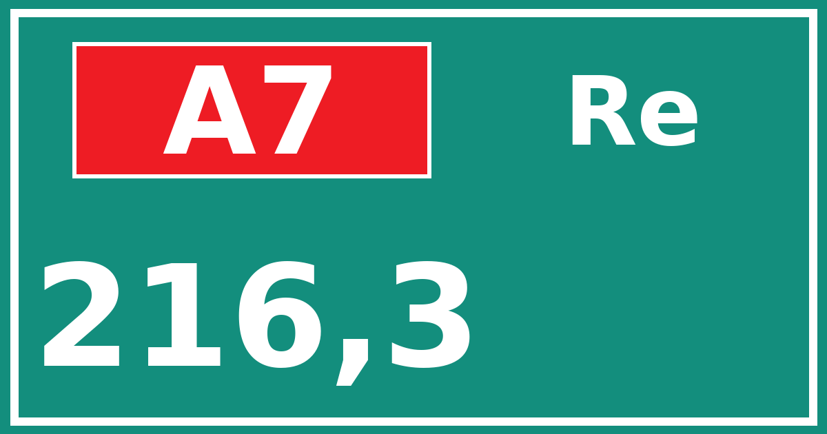 Hectometerbord A7 216,3 zijde Re