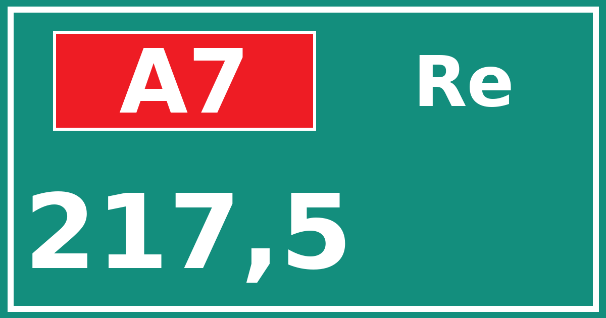 Hectometerbord A7 217,5 zijde Re