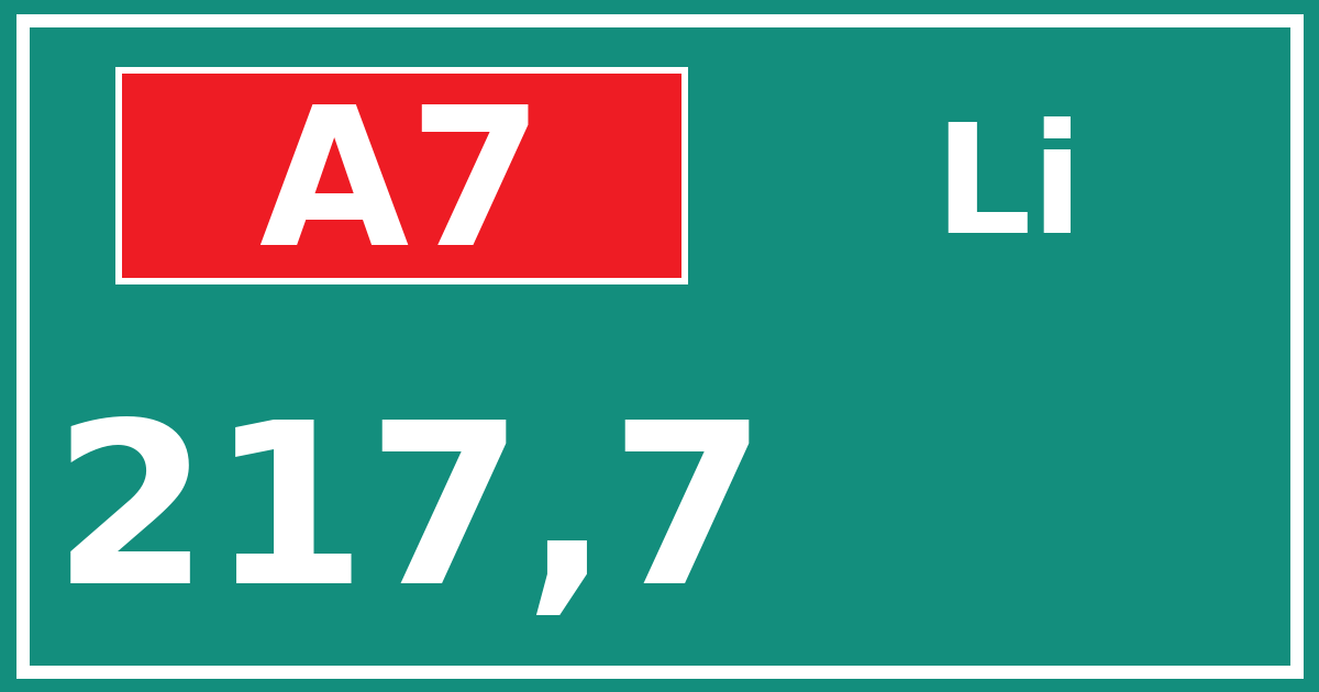 Hectometerbord A7 217,7 zijde Li