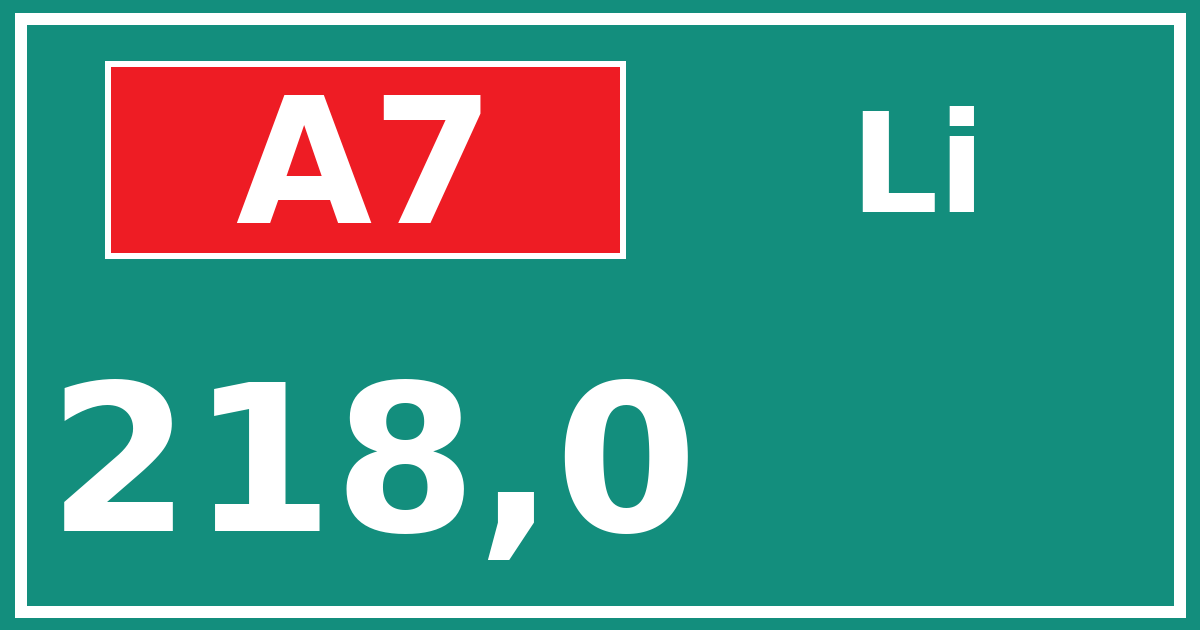 Hectometerbord A7 218,0 zijde Li