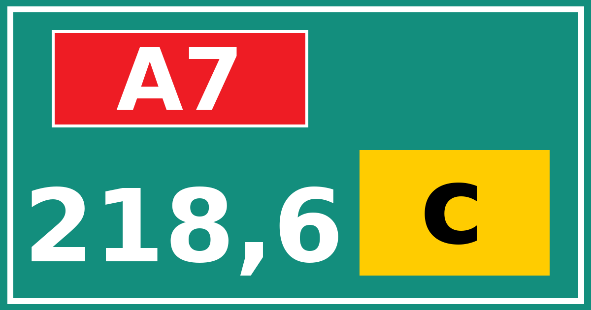 Hectometerbord A7 218,6 letter c