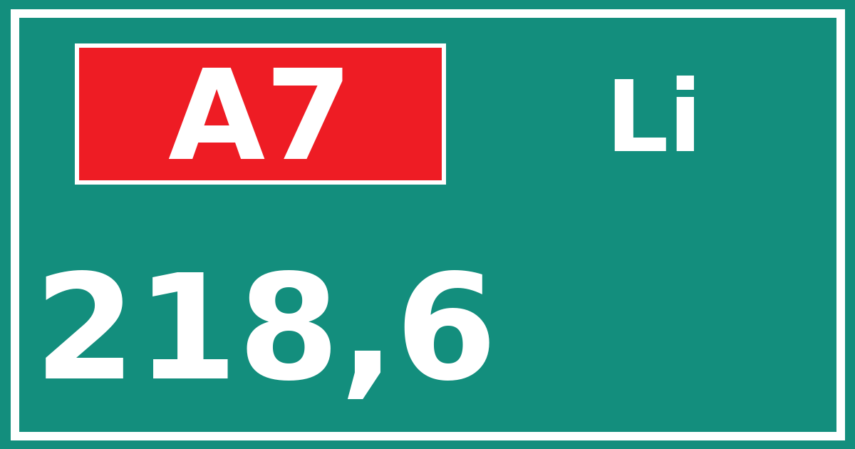 Hectometerbord A7 218,6 zijde Li