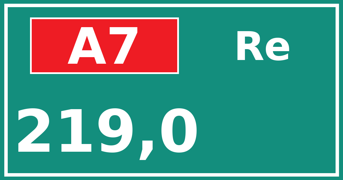 Hectometerbord A7 219,0 zijde Re